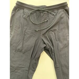 Jetty Men's Black Sweat Pants L Drawstring Elastic Waist Zip Pockets 100% Backed